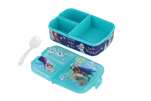 Image of SKI Homewae Trio 3 Compartment Bento Lunch /Snack Box for Your Kids' School, Picnic, Sports - for Return Gifts or Party Favours- Frozen
