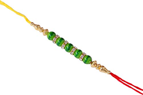 Image of Designer Green Color Beads Rakhi