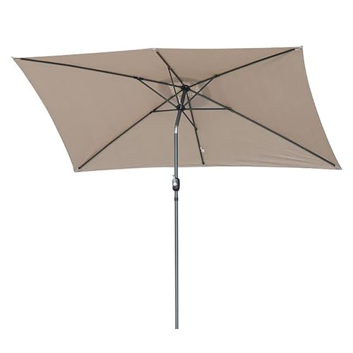 YAVYAV Grand Parasol De Marché Inclinable À 6 Baleines Robustes, Parasol De Table Rectangulaire De 2.0 X 3.0m, Avec Manivelle Facile, Pour Terrasse, Plage, Restaurant En Plein Air(Sand)