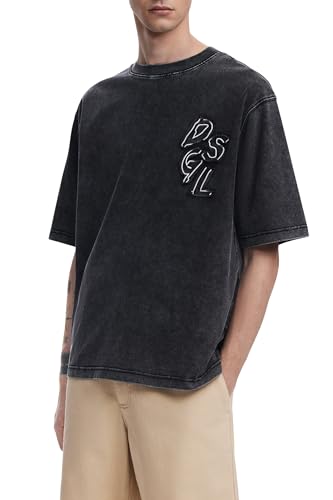 Desigual 25wmtk23 T-Shirt Homme en coton confortable à col rond et motif imprimé original