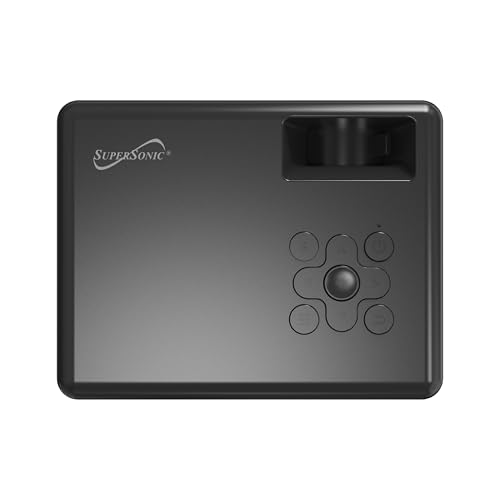 Supersonic SC-280P HD 720P LED Projector with 1280&times;720 Native Resolution, 1080P Support via HDMI, 16:9 Format, 120ʺ Display, 2000 Lumens LED, USB, HDMI, Built-in Speaker, 20,000h Lamp