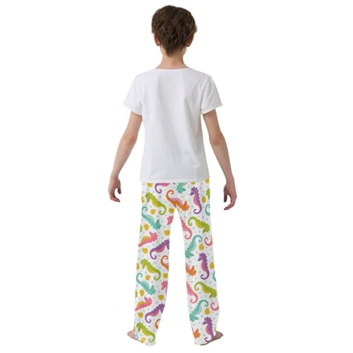 ZZXXB Colorful Hippocampus Boys Long Pants Soft Trousers Elastic Waist Kids Lounge Bottoms with Pockets S-XL3