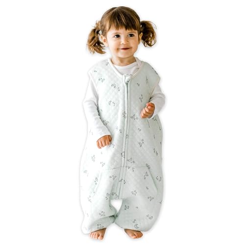 Image of Tealbee Dreamsuit Toddler Sleep Sack with Feet - Walker Sleep Bag with Legs, Rayon made from Bamboo, Summer 0.8 TOG, 2-Way Zipper, 3T-4T - Croissant