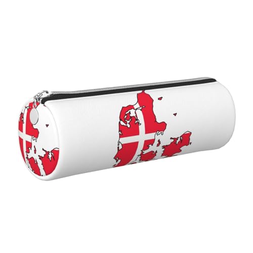 Estuche de piel con diseño de mapa de bandera danesa, respetuoso con el medio ambiente, cierre suave, soporte cilíndrico de gran capacidad, Silver, Talla única, Tarjetero