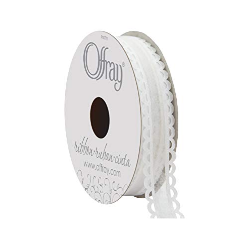 Offray Options Craft Ribbon, 5/8-Inch x 9-Feet, White