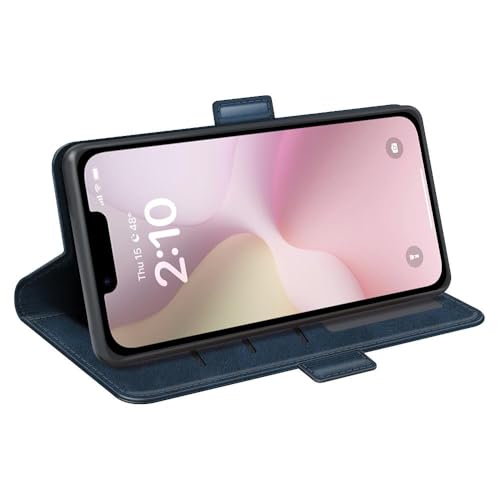 Image of Havilah for iPhone 16e Dual-Side Magnetic Buckle Horizontal Flip Faux Leather Phone Case iPhone 16e Case Cover(Dark Blue)