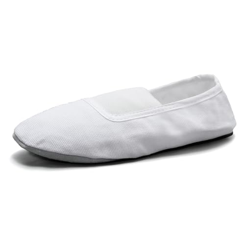 MSMAX Kid Gymnastic Shoes Girls Canvas Trampoline,Tumbling,Agility Gym Shoe,White,7 M US Toddler