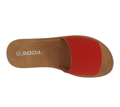 Image of Soda Shoes Efron-S Women Flip Flops Basic Plain Slippers Slip On Sandals Slides Casual Peep Toe Beach