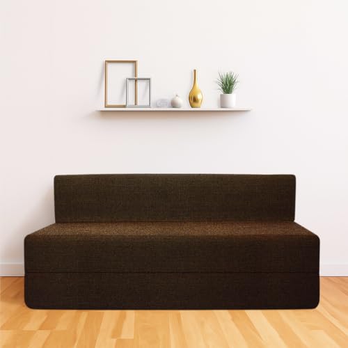 Image of CELLBELL Comfy Sofa Cum Bed 6x6 Feet | Foldable Dual Use Couch Bed with Soft Cushions, Washable Fabric Cover & Sturdy Frame | Space Saving Modern Design for Living Room, Bedroom & Guest Use (Brown)