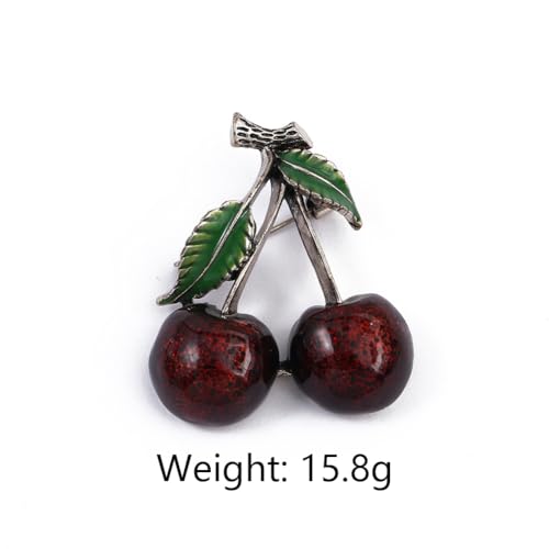 Image of Cherry Brooch Pin 3D Cute Red Cherry Lapel Brooches Pin Dainty Crystal Cherry Fruit Pins Brooch for Women Men Girls Birthday Gift Jewelry Bag Hat