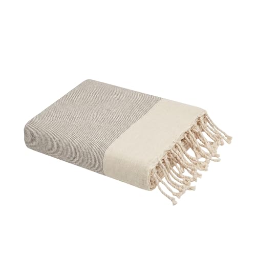 REVA Fouta de Plage 1mx2m Ibiza Gris Souris en Coton recyclé Tissage nid d'abeille