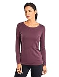 Escote redondeado CRZ YOGA Mujer Ropa Deportiva Sports Casuales Camiseta Malla sin Costura Manga Larga Violeta Claro 46