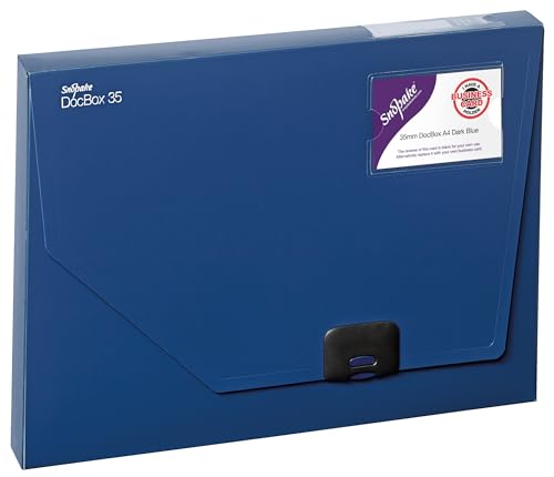 Image of Snopake [100% Recycled] A4 DocBox 35mm Box File with Push Lock – Dark Blue [Pack of 1] Ref: 12858