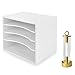 Julie-Home Wood Desktop Organizer Letter Tray File Mail Sorter,White