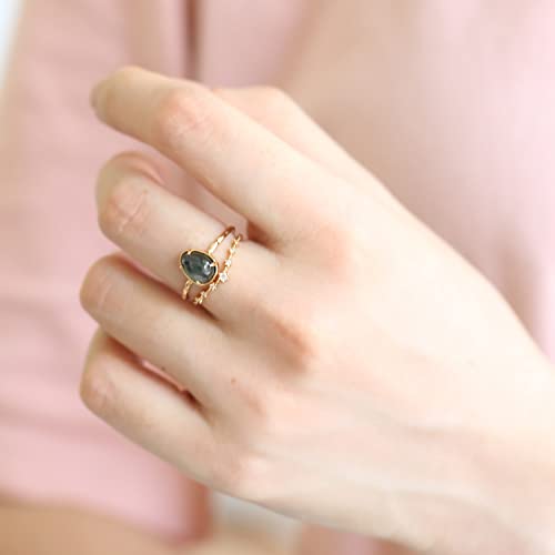 Kioydise Natural Moss Agate Gemstone 925 Sterling Silver Ring For Women Tear Drop Women's Ring For Engagement Wedding Jewelry (5) #TOP7