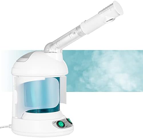 Facial Steamer DenniesCare Hot Mist Face Steamer Nano Ionic Table Top Mini Steamer Spa 360° Rotatable Sprayer Personal Care Use at Home or Salon Blue White
