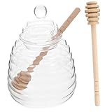 Pot de miel transparent : corps de bouteille transparent, assistant de cuisine parfait et facile à utiliser pour le miel ou le sirop, boîte avec couvercle