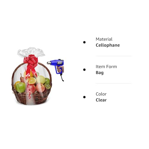 Image of Purple Q Crafts Shrink Wrap Basket Bags 20 Pack For Gift Baskets Clear cellophane PVC Shrink Bags 24 inchX 30 inch