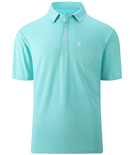 V Valanch Short Sleeve Golf Shirts For Men With Pocket 3Xl Moisture Wicking Shirts(Turquoise Blue,3Xl) #TOP1