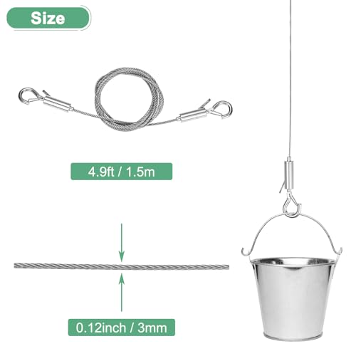 Image of M METERXITY 1-Pack Adjustable Picture Hanging Wire Kit, 1.5mx3mm Mirror Hanging Wire, Holds Up to 661lbs(300kg) 4.9FT Picture Frame Wire for Billboards /Basket /Flowerpot