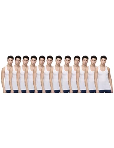 Dollar Lehar Combed Cotton Men's White Vest - Pack of 12