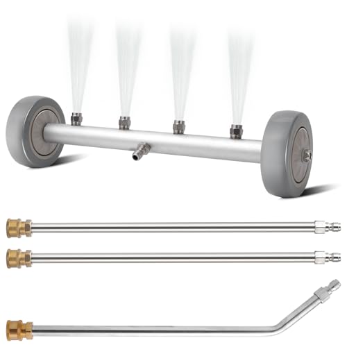 Undercarriage Pressure Washer Attachment, 16 Inch Under Car Washer with Extension Wands for 1500-4000 PSI, 4 Nozzle Underbody Cleaner for Trucks, SUVs, Vehicles - Effortless Under Carriage Cleaning