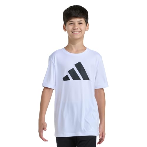 adidas Boys ' SS Moisture Wicking Tee Logo White