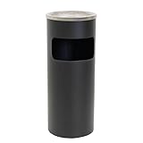 TRUTZHOLM Standaschenbecher für draußen 61x25 cm 30L Schwarz Metall pulverbeschichtet Mülleimer mit Inneneimer und Abaschschale Abfalleimer 2in1 Mülleimer mit Aschenbecher Outdoor Hotel Restaurant