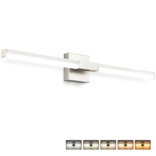 Image of SOLFART Bathroom Vanity Light 32-Inch: Brushed Nickel LED Bar Dimmable 5 Color Temperature 360 Degree Rotation Bathroom Light Fixtures ETL IP44