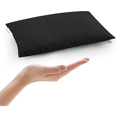 Pro Goleem Small Pillow 11’’x6’’x2.5’’ Small Pillows for Sleeping and Traveling Mini Pillow with Name Tag Tiny Pillow for Kids Pillow Neck Lumbar Knee Nap Pillow Pet Pillow, Black Cover