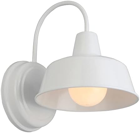 Design House 579359 Mason Industrial Modern 1 Indoor/Outdoor Wall Mount Light with Metal Shade for Porch Entryway Barn, 8 in, White