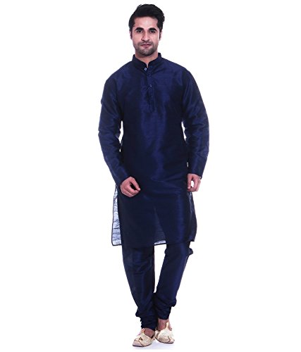 Kurta casual azul marino de seda para noches de gala y verano