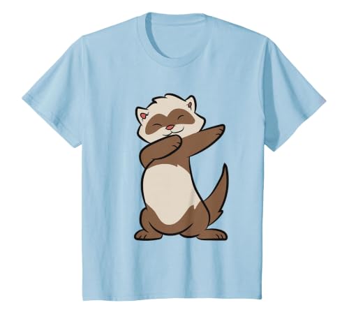 Dancing Ferret Cute Dabbing Ferret T-Shirt, Youth, Baby Blue, X-Small