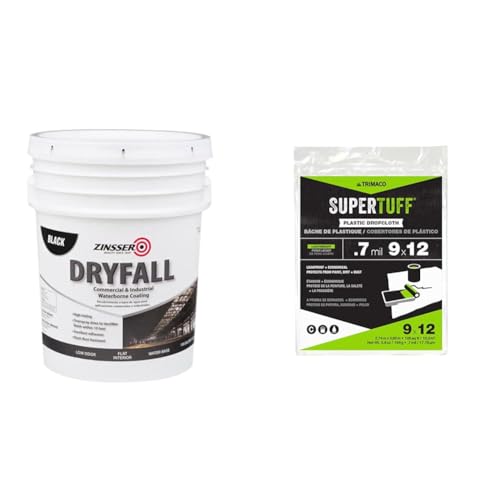 Zinsser 5 Gal Flat Black Dryfall Coating & Trimaco 9'