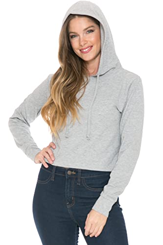 Ah Joeah Women's Crop Hoodie - Long Sleeve Hooded Top Lightweight Stretch Active Yoga Workout Running Pullover Sweatshirt Ft4805 Hgrey Xl #TOP1
