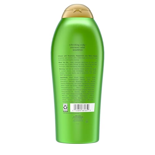 OGX Extra Strength Refreshing Scalp + Rosemary Mint Shampoo, Clarifying Shampoo for Oily Hair Helps Remove Oil & Residue to Clear Away Buildup, Sulfate-Free Surfactants, 25.4 fl. oz