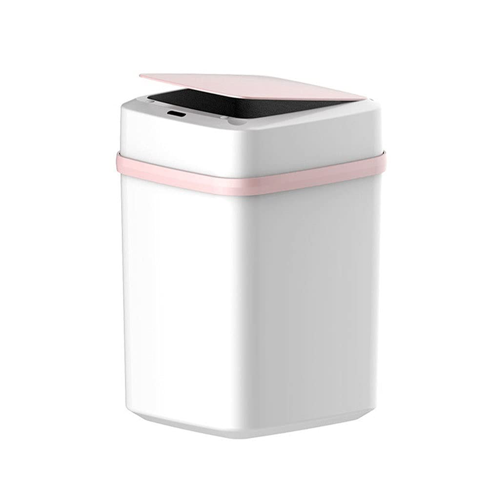10 L Automatic Touchless Smart Trash Can Infrared Motion Sensor Trash Bin Rubbish Waste Bin Kitchen Trash Can Garbage Bins(Pink)