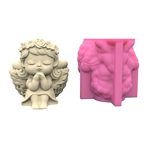 Linda serie Doll Girl - Maceta de yeso de hormigón y resina epoxi, jarrón de silicona hecho a mano para yeso, concreto, resina epoxi, jarrón de yeso y cemento