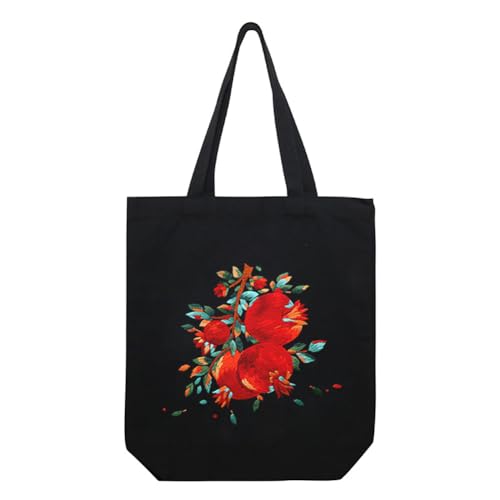 Image of Eforcase Canvas Handbag Embroidery Kit, Flower Embroidery DIY Craft Floral Tote Bag Beginner Kit Include Hoops Color Threads Needle, DIY Sewing Stamped Set