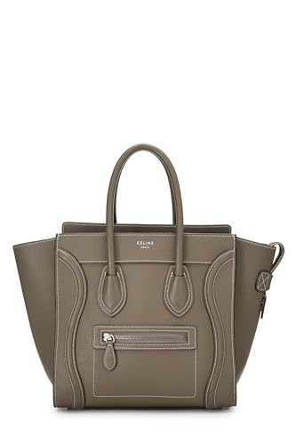 Céline, Pre-loved Grey Drummed Calfskin Luggage Micro, Grey