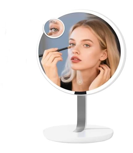 WIZCHARK 9.65-inch Lighting Makeup Mirror, 1x / 10x,Touch Control,3-Color Adjustable,