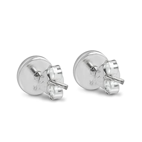 Aeravida Tiny Stacking Round Spiral Shiva White Shell .925 Silver Stud Earrings #TOP2