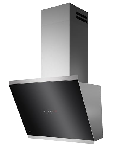 AEG Dunstabzugshaube Serie 7000 mit SilenceTech 60cm – kopffreie Wandhaube mit Glas – Ab- und Umluft – max. 760 m³/h im Abluftbetrieb mit max. 67 dB(A) – Lüftenfunktion – Edelstahl – GV77D61SL