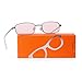 ADE WU Fashion Rectangle Sunglasses for Women Men Retro Small y2k 90s Unisex Narrow Rectangular Rose Colored Sun Glasses,Silver/Pink Tinted Lense