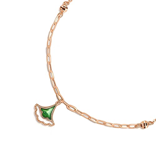 Chow Sang Sang Delicate Gold 18K Rose Gold Enamel Gingko Leaf Bracelet, Necklace For Women And Girls 92255B 92255N (Bracelet) #TOP3