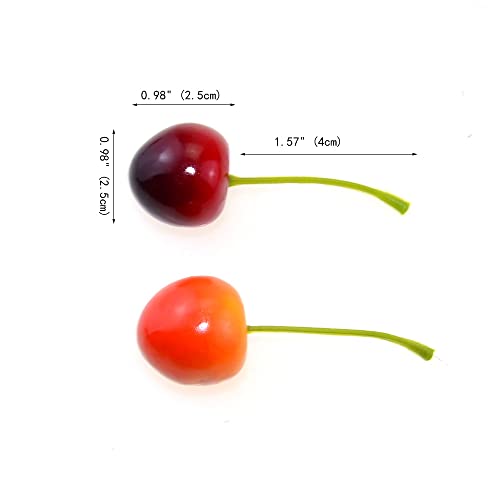 Psajfzz 2 Colors Artificial Cherry Fake Cherry Artificial Fruit Home House Kitchen Party Decoration Photo Props Cherrys Model 40 Pcs #TOP3