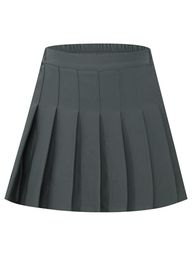 Freebily Falda Plisada para Uniforme Escolar para Niñas Falda Corta De Color Liso Falda Plisada Algodón Falda Elástica Casual Ropa De Escuela Gris Oscuro 12-13 años