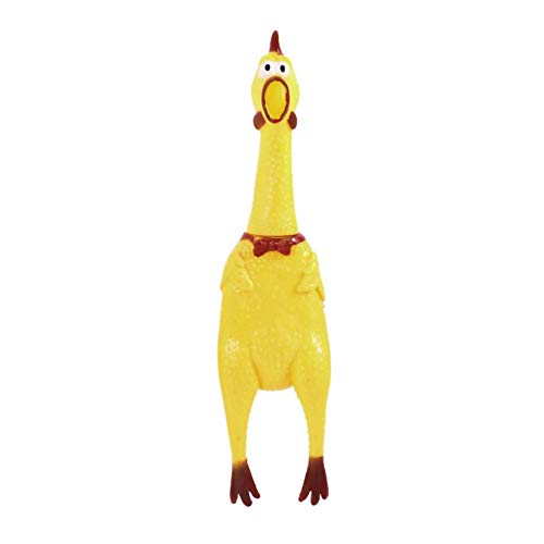 17 cm amarillo gritando goma pollo mascota perro juguete chirriante chillón masticar regalo calidad estable Cover