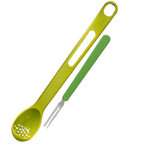 Olive Spoons, Plastic Pickle Fork, Multifunctional Two-in-one Olives Spoon with Pickle Picker, for Olives, Onions, Fruits, Canned Foods (Green)