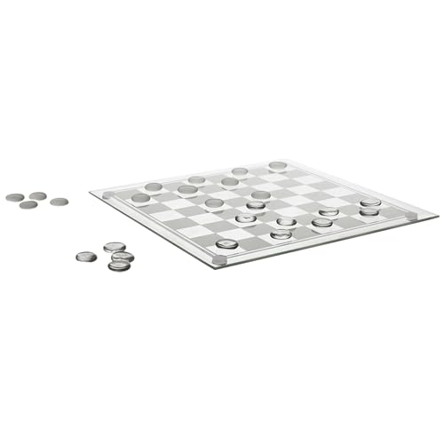 Mister Gadget - MG3412 Juego de Damas de Cristal - Diseñado para Momentos de Relajación y Estética - Piezas de Vidrio Blanco y Negro - Tablero Fácil de Limpiar